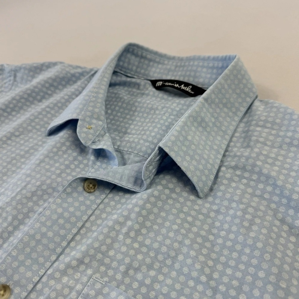 Travis Mathew Men's Medium Light Blue AOP Short Sleeve Button-Up Shirt